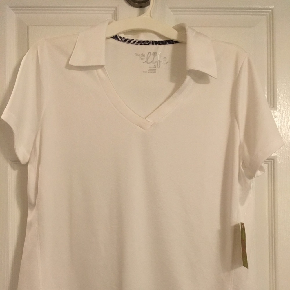 Made for Life white golf sport shirt NWT